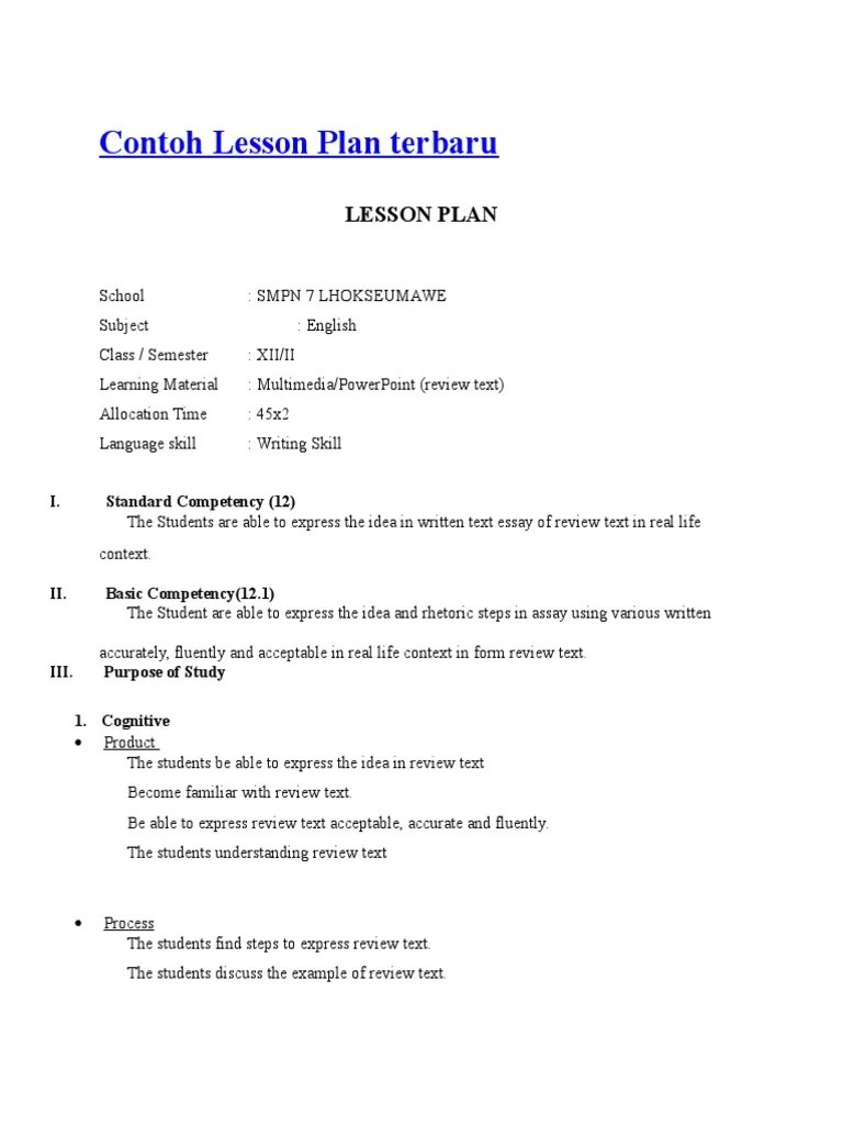 Contoh Lesson Plan Terbaru Vocabulary Evaluation