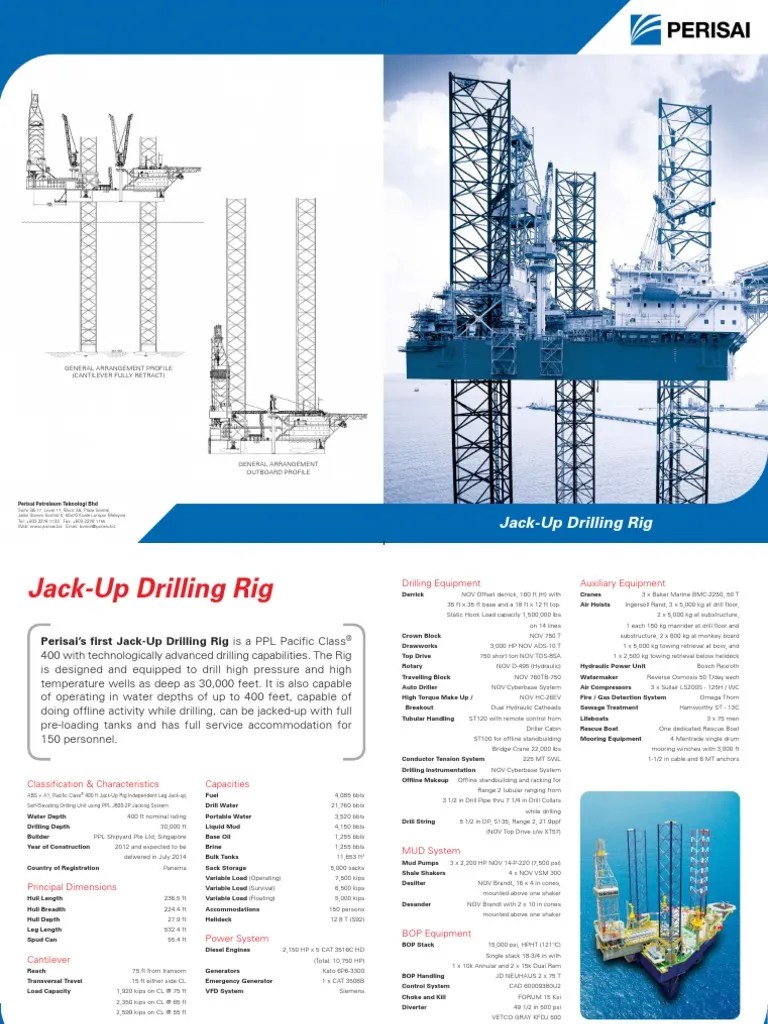 JackUp Drilling Rig General Arrangement Profile (Cantilever Fully