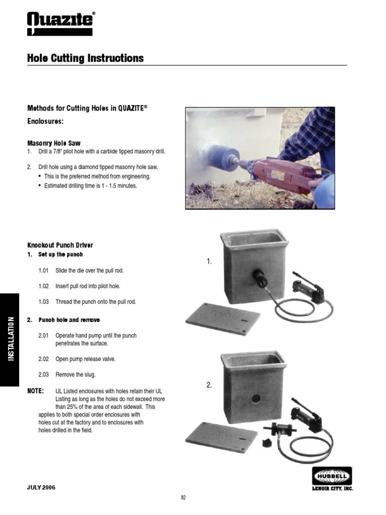 Quazite Box Hole Cutting Installation Details PDF PDF