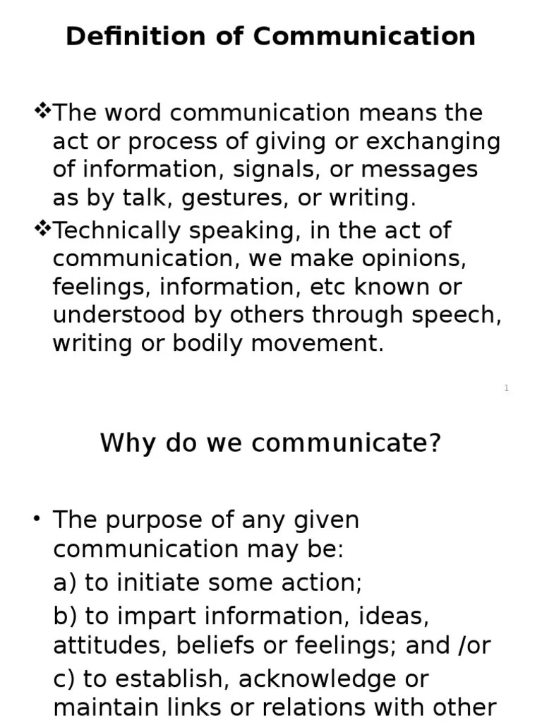 1 Definition of Communication PDF Public Relations Communication