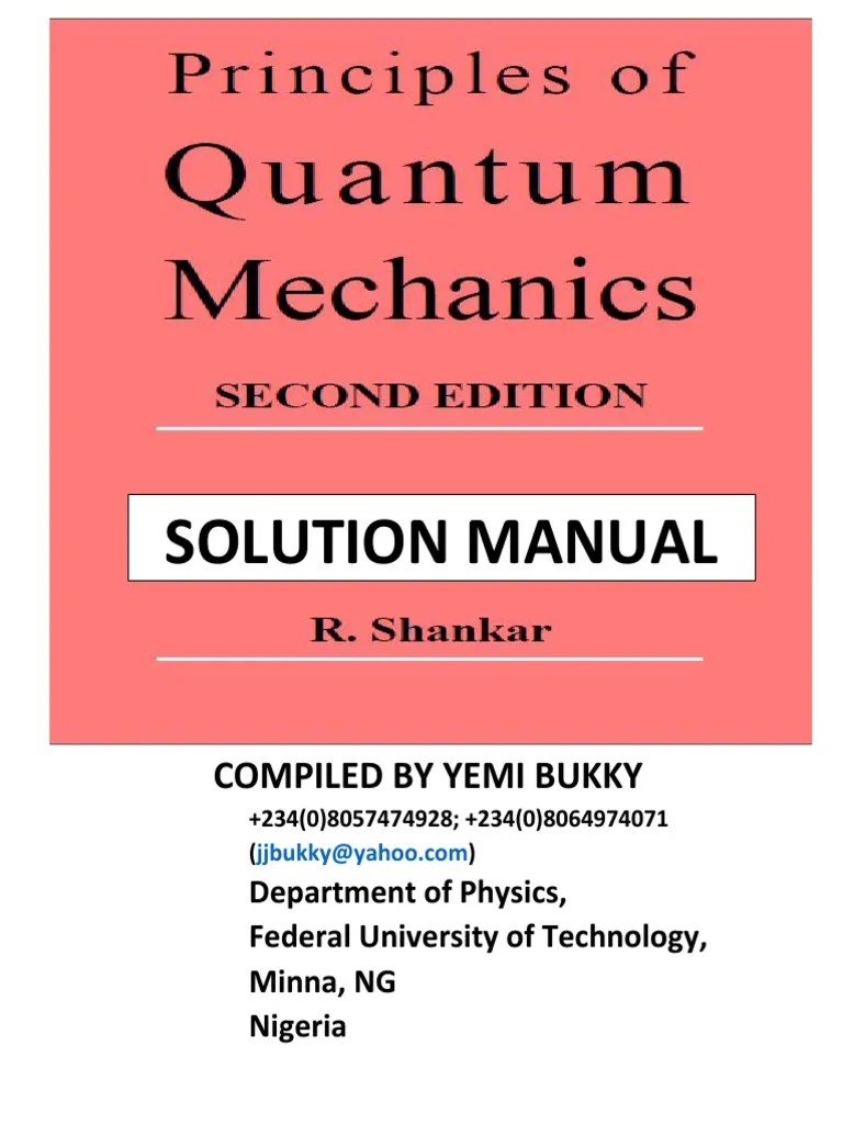 Shankar Quantum Mechanics Solution PDF Atomic Orbital Eigenvalues
