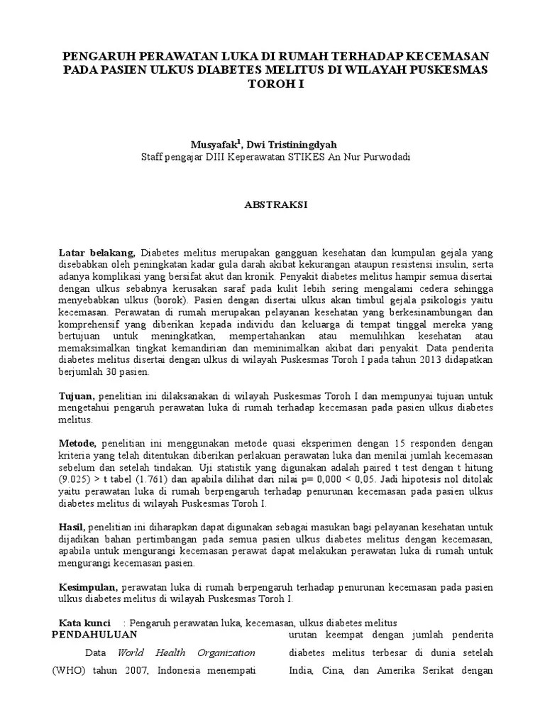 Jurnal Pengaruh Perawatan Luka Di Rumah Terhadap Kecemasan Pada Pasien