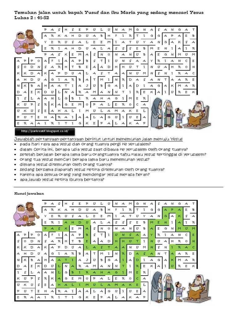 Yesus 12 Tahun (Aktivitas Maze Kata) | PDF