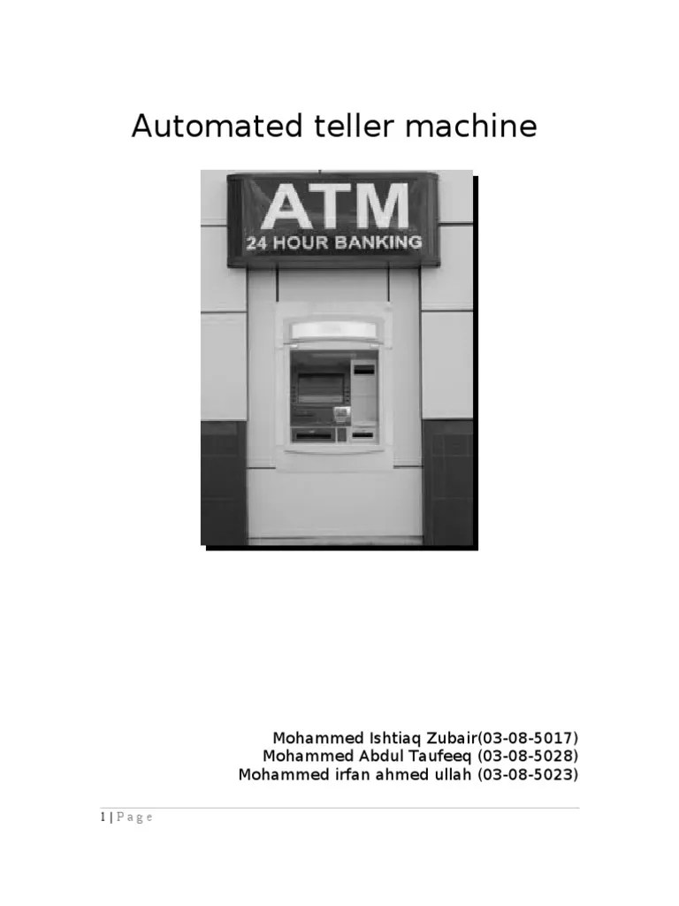ATM Casestudy Automated Teller Machine Use Case