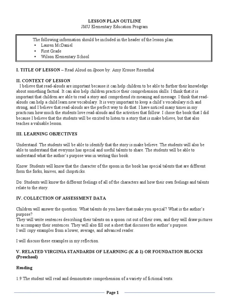 read aloud lesson plan | Reading Comprehension | Learning