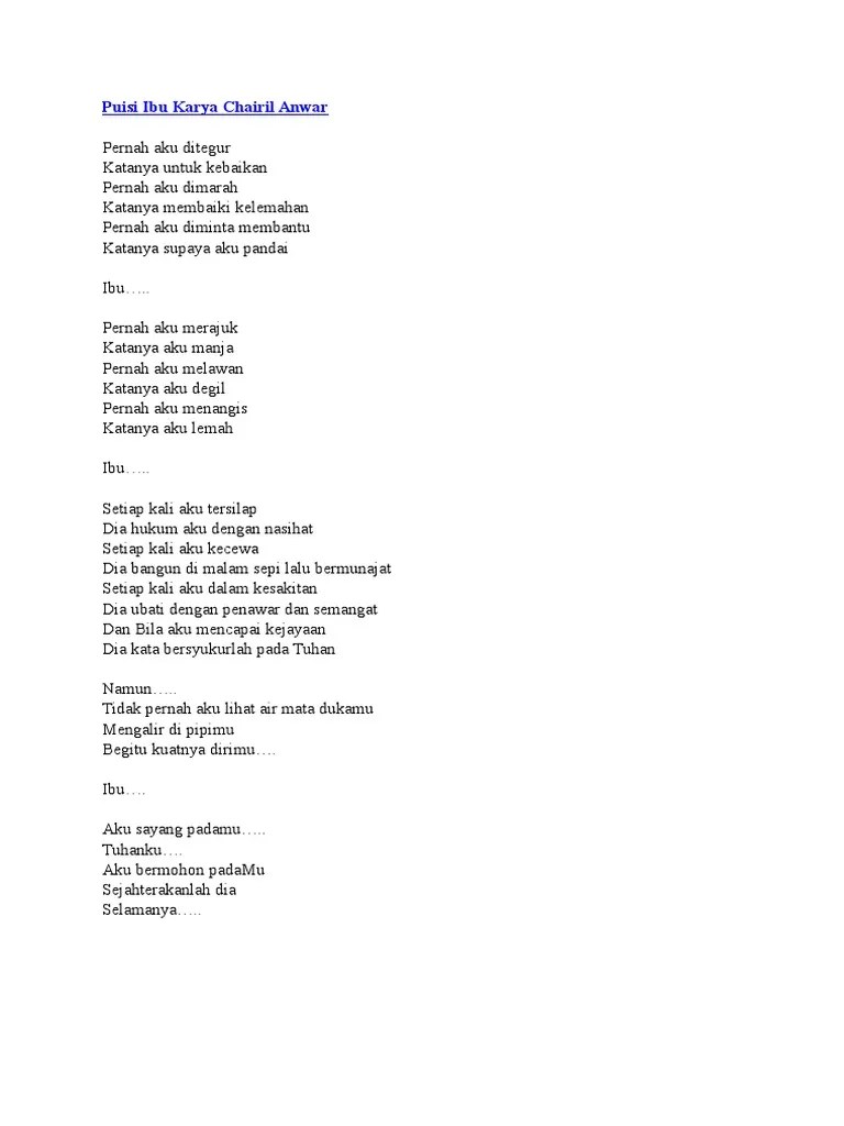 Puisi Ibu Karya Chairil Anwar | PDF