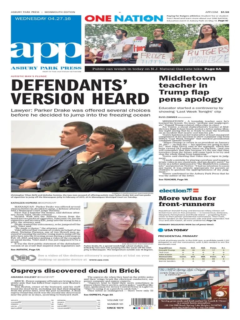 Asbury Park Press Front Page Wednesday, April 27 2016 PDF Last Week(02)