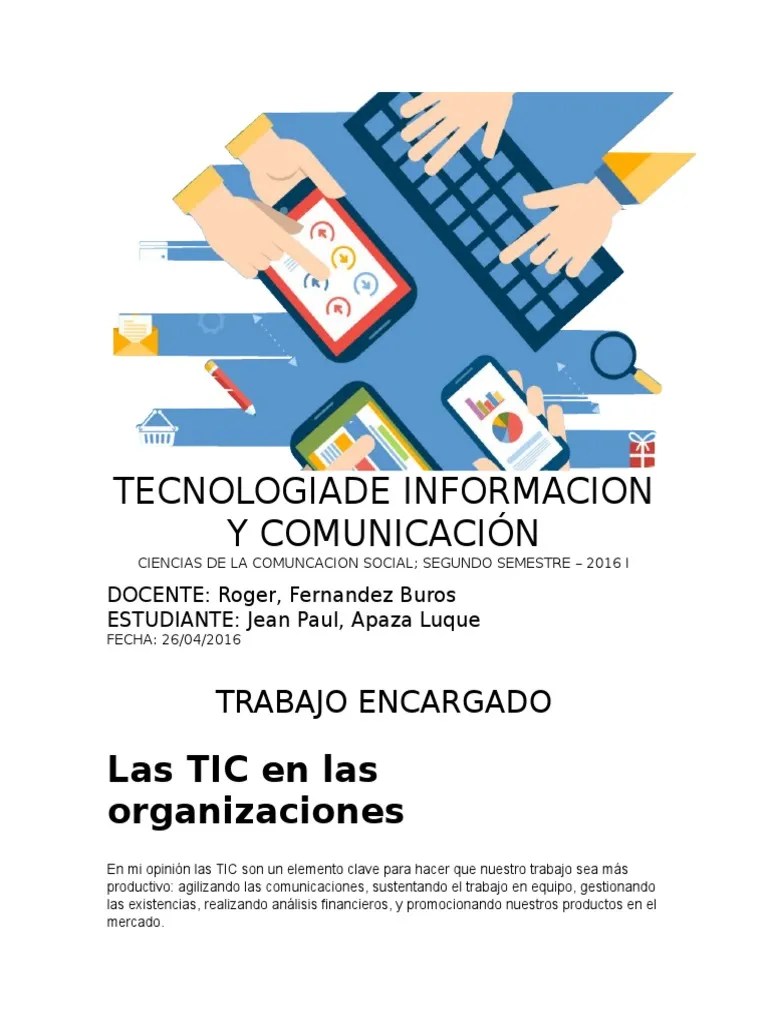 Las TIC en Las Organizaciones Tecnología de información