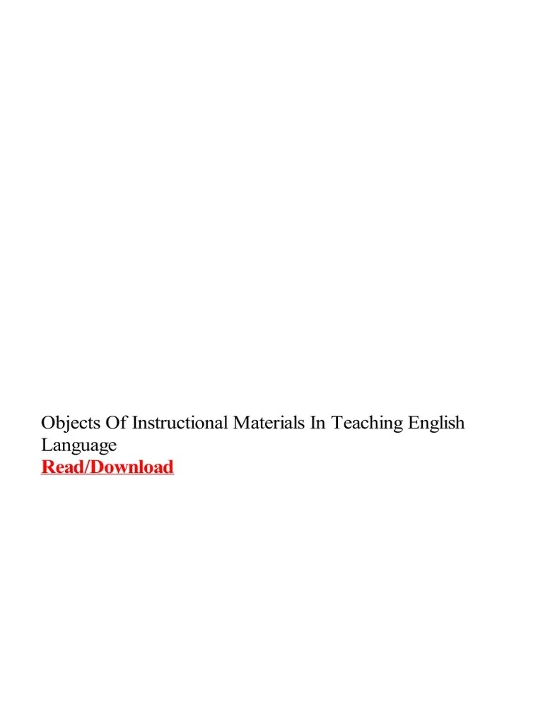 Objects of Instructional Materials in Teaching English Language PDF