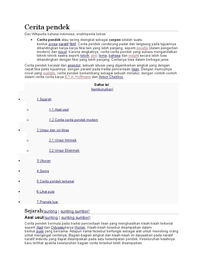 Contoh Cerpen Beserta Struktur Dan Unsur Intrinsiknya