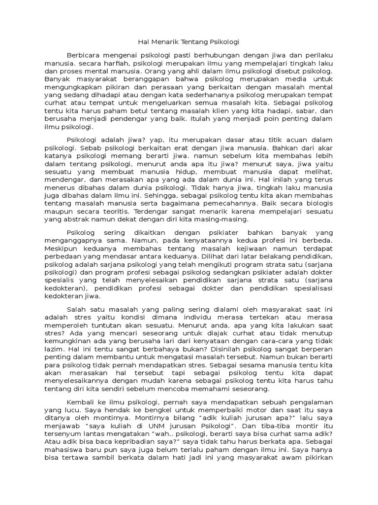 Hal Menarik Tentang Psikologi