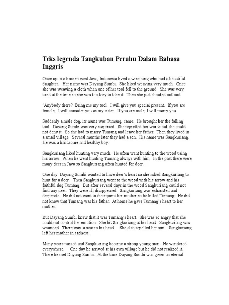 Cerita Legenda Dalam Bahasa Inggris Dan Pesan Moralnya