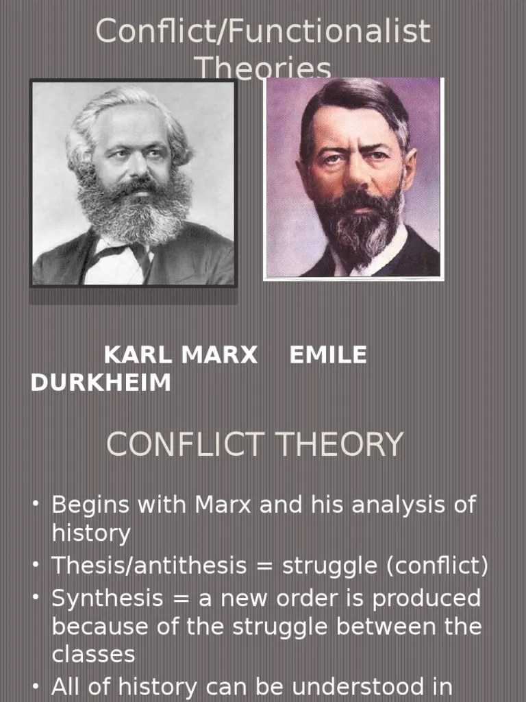 Conflict Theory and Functional Theory PDF Karl Marx Sociological