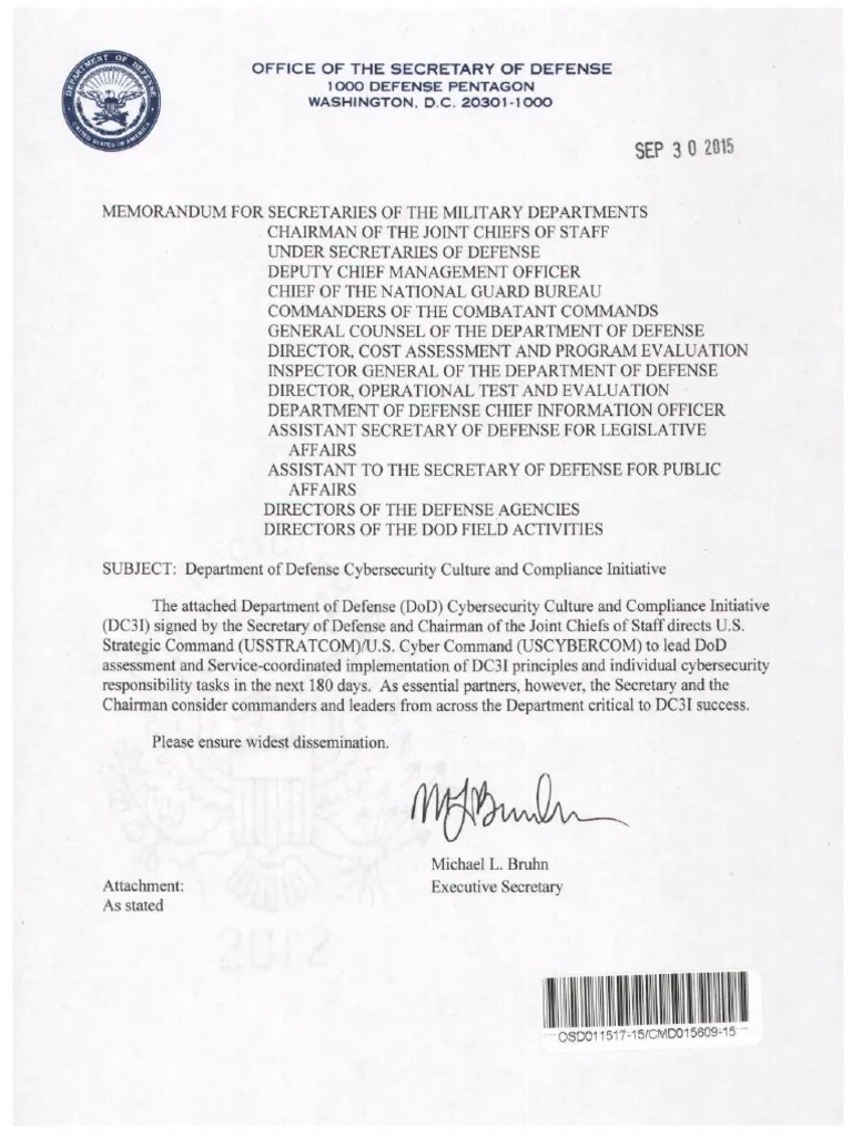 DoD Cyber Security Memo