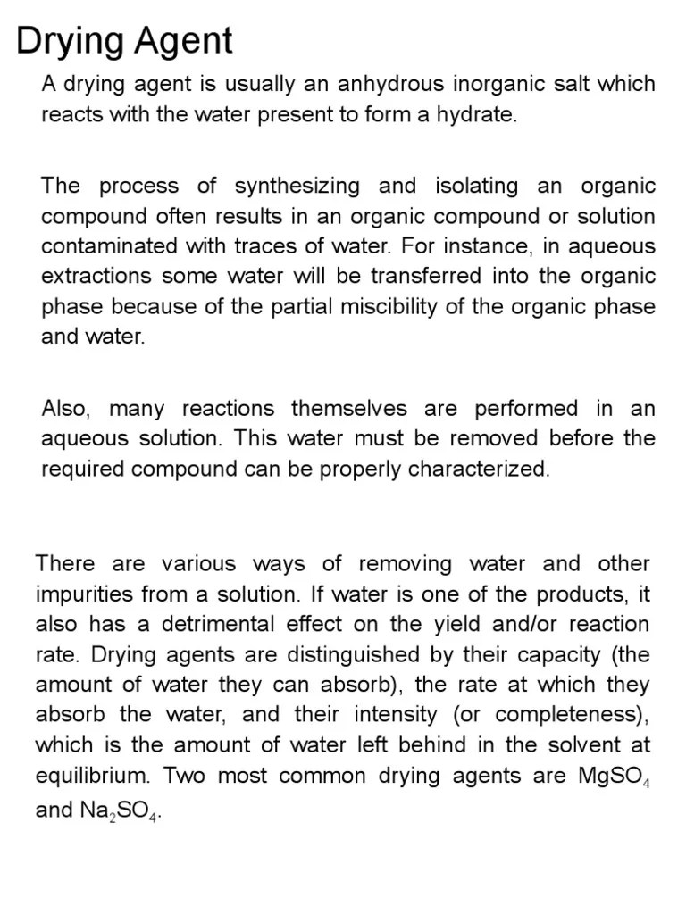 Drying Agent Physical Sciences Science