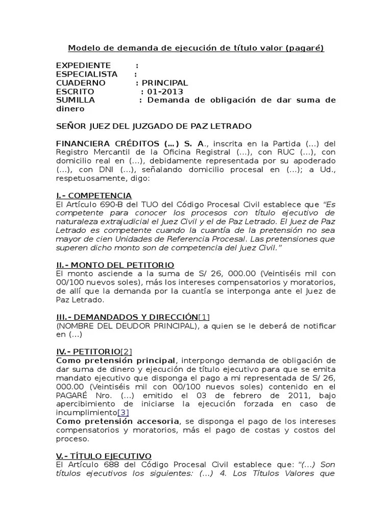 Modelo de Demanda de Dar y Hacer Pagos Demanda