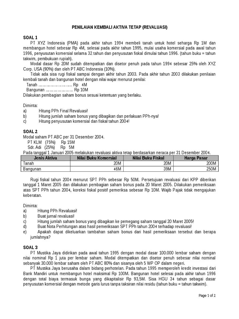 Contoh Soal Aktiva Tetap