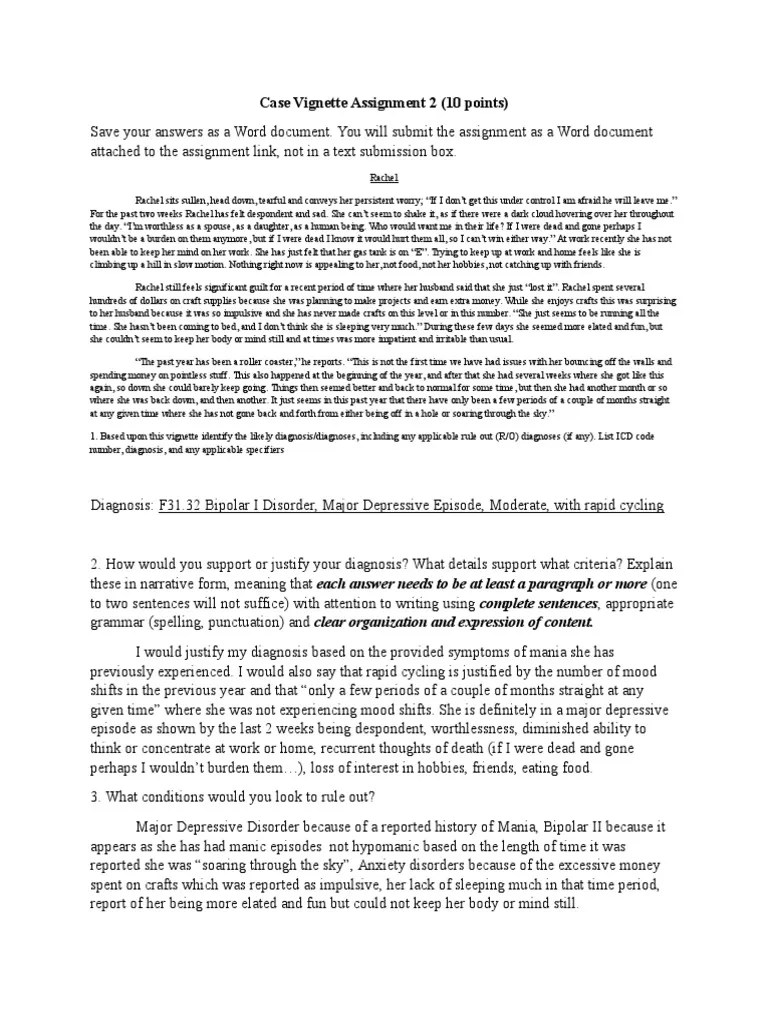 Case Assignment 2 PDF Mood Disorders Bipolar Disorder