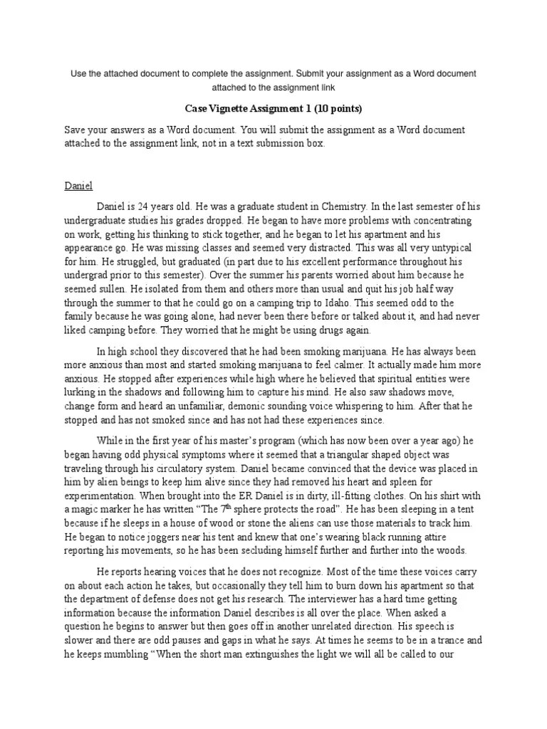 Case Assignment 1 PDF Delusion Hallucination