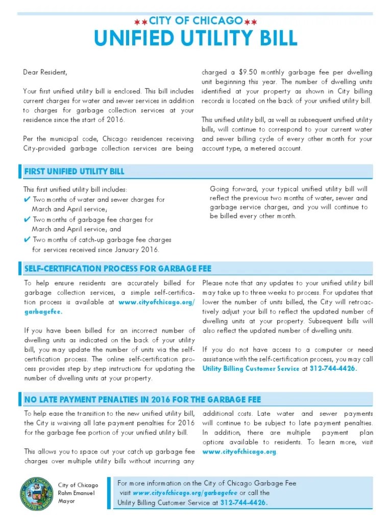 Chicago Garbage Fee Communications Discounts And Allowances Fee