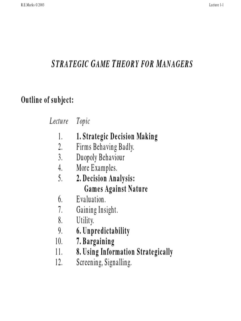 Strategic Game Theory For Managers.pdf Game Theory Economics Of