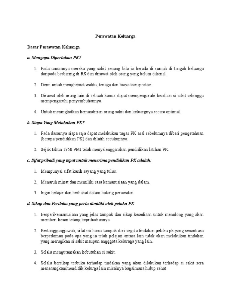 Materi Perawatan Keluarga (PMR)