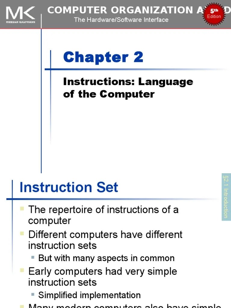 Chapter 02 Computer Organization and Design, Fifth Edition The