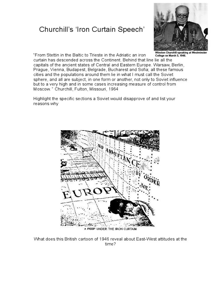 Iron Curtain Churchill's Speech, With Tasks