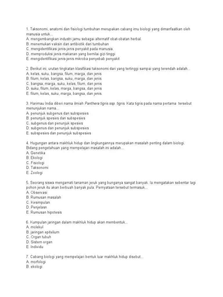 Soal Dan Pembahasan Biologi Sebagai Ilmu | PDF