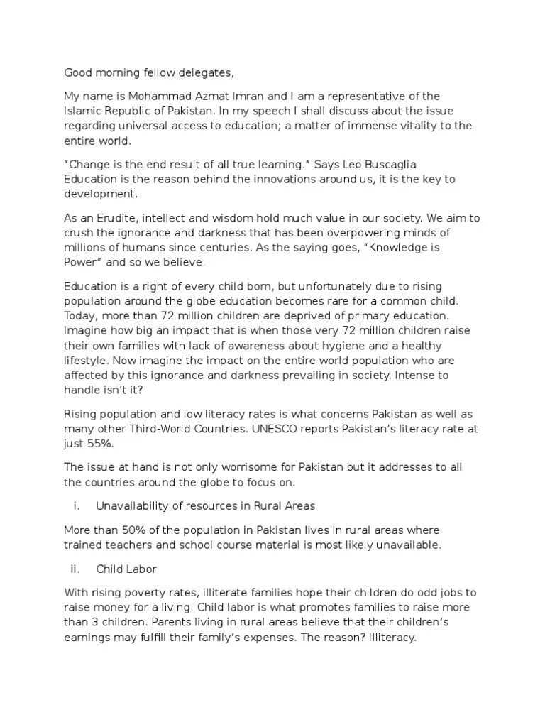 MUN Speech Literacy Teachers