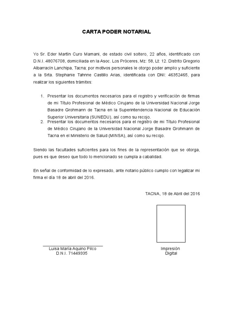 Carta Poder Notarial