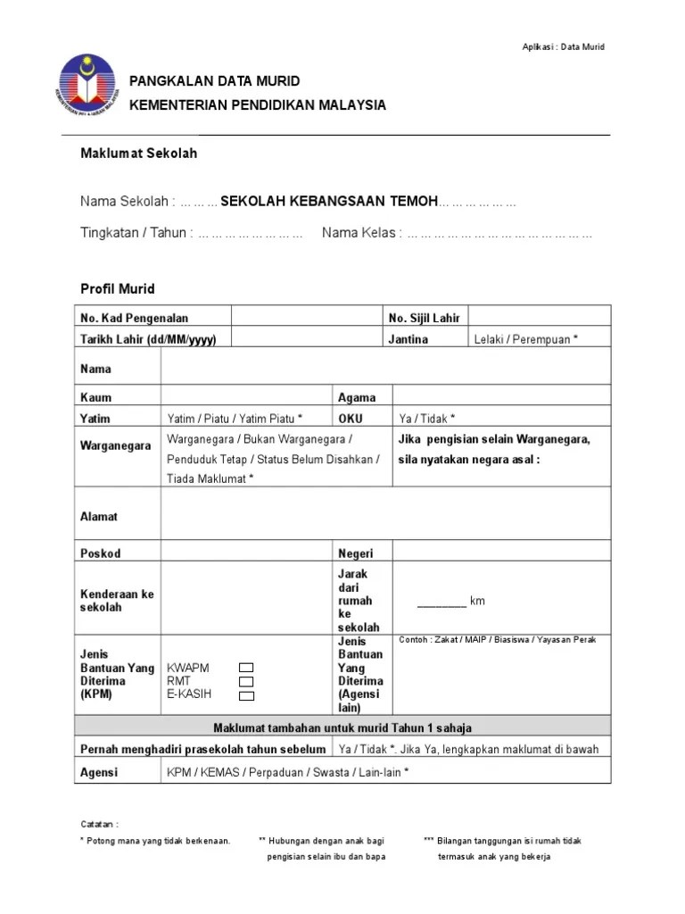 Contoh Borang Bekerja Dari Rumah Kpm