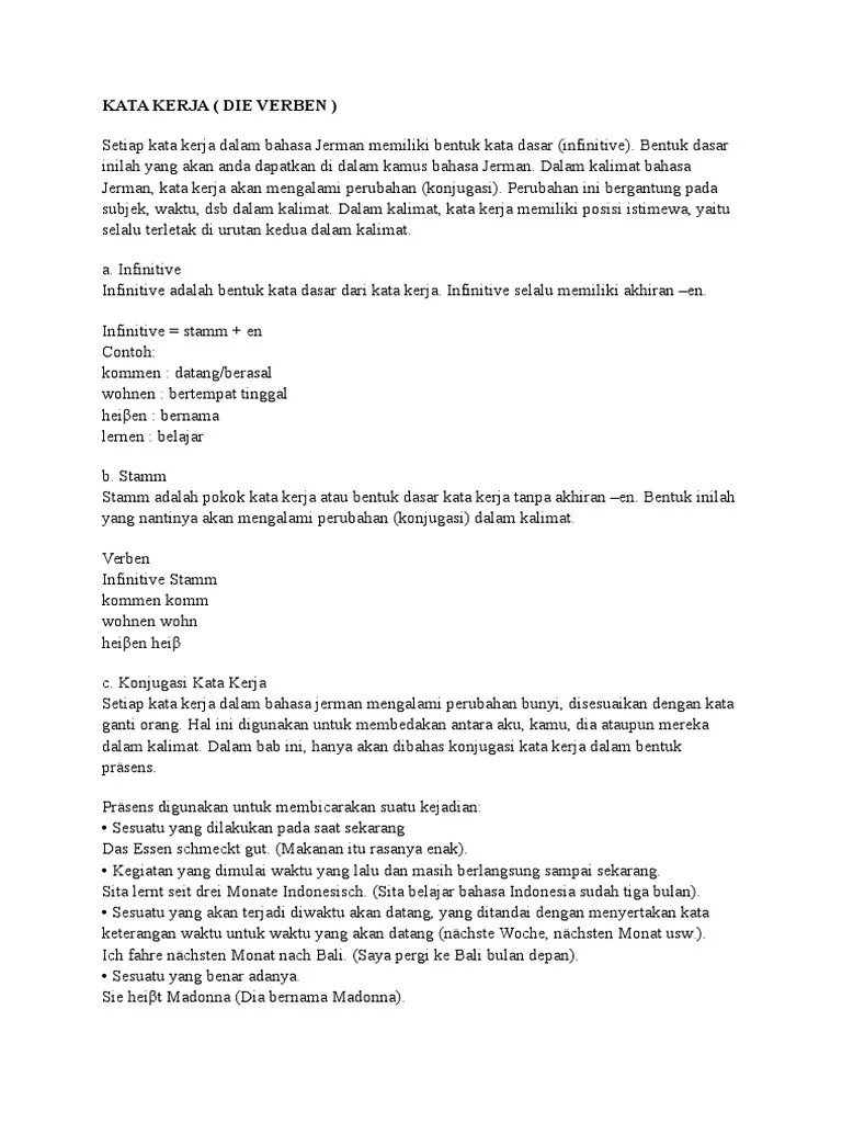 KATA KERJA Bhs Jerman | PDF