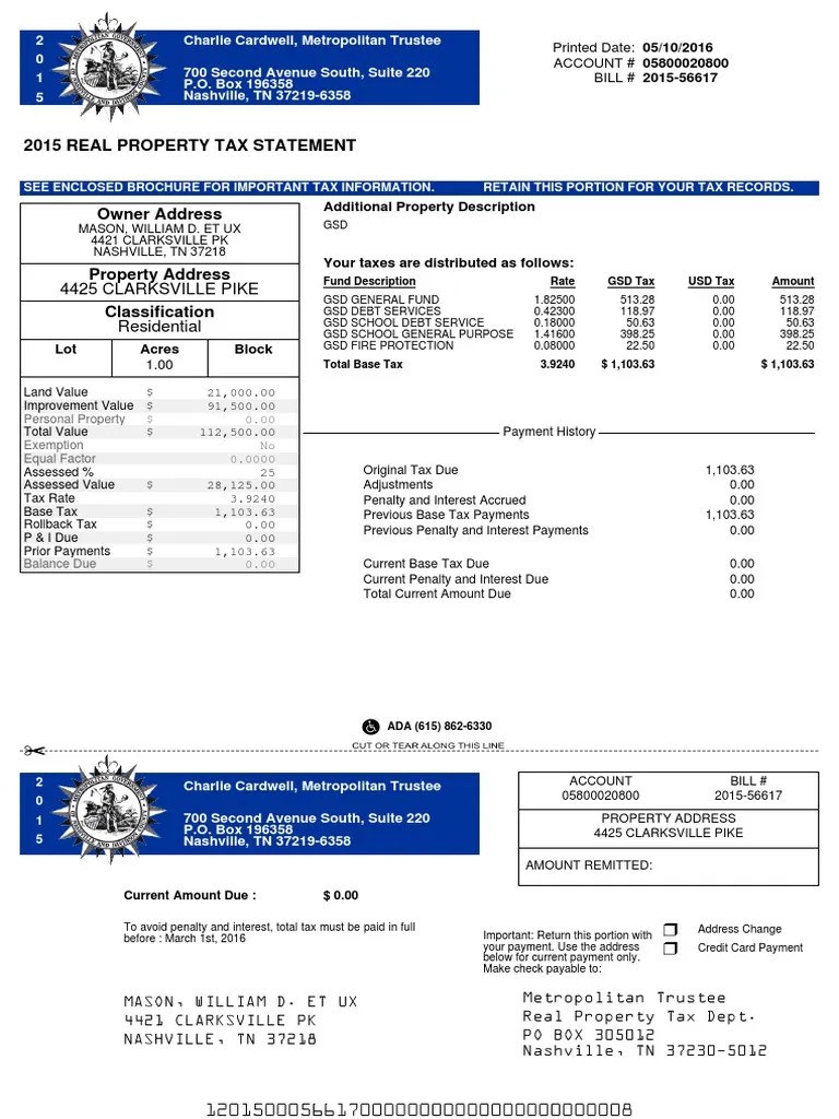 Property Tax Bill Credit Card Payments