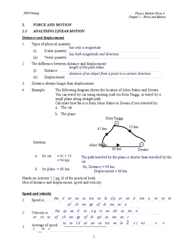 Chapter 2 Force and Motion (Answer) Gravidade Força