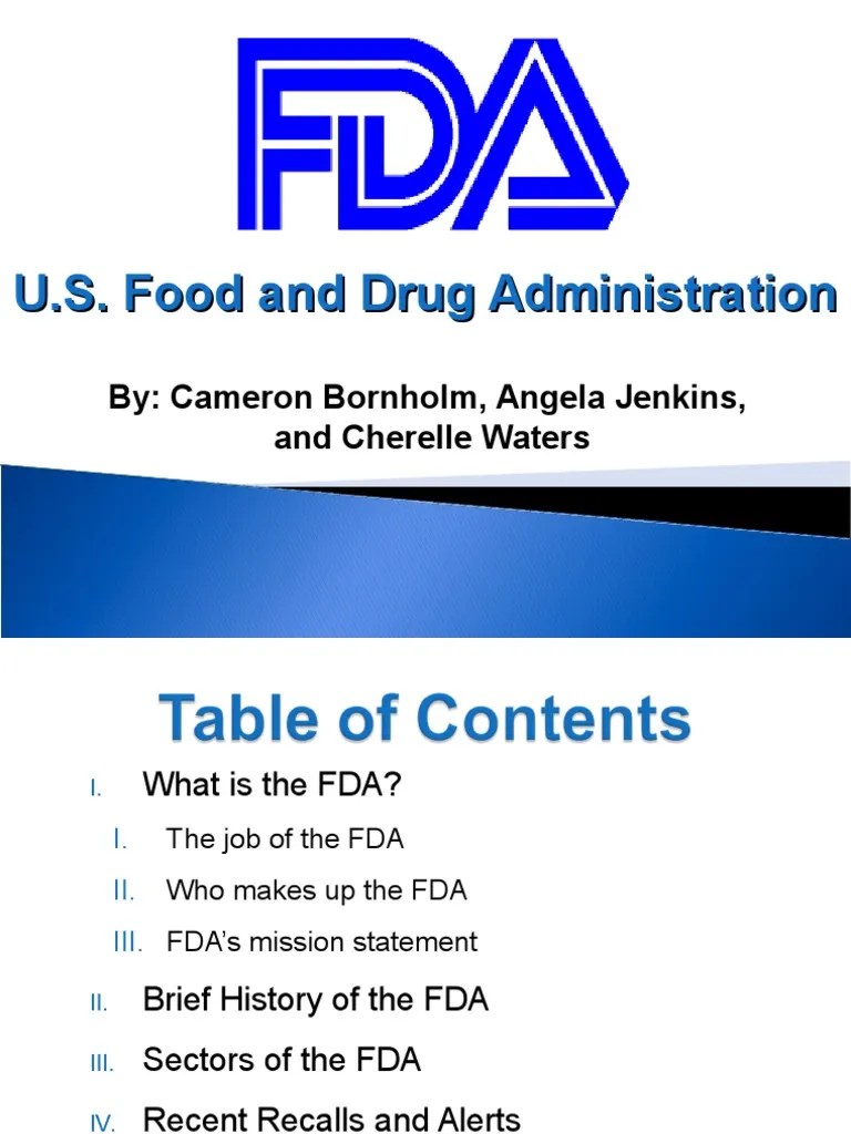 FDA Overview Food And Drug Administration Federal Food