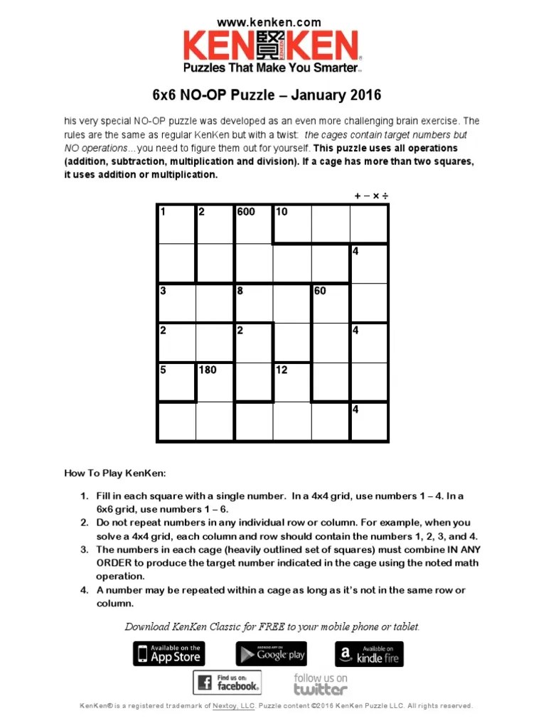 Kenken Puzzles Games Of Mental Skill Puzzles