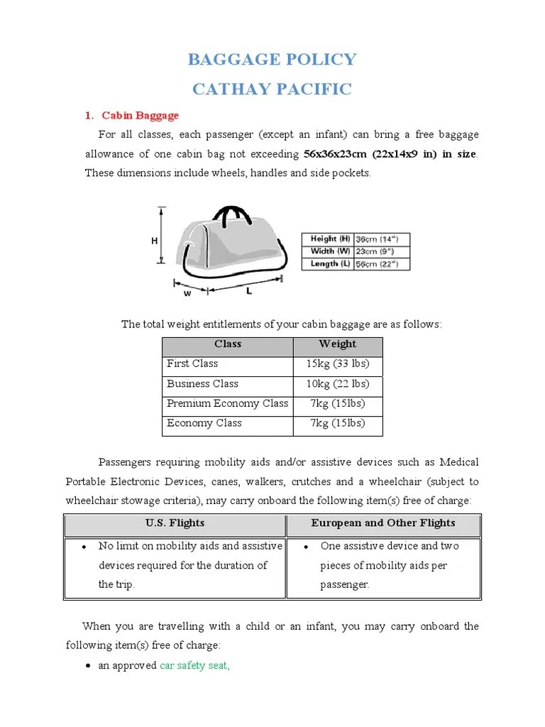 Cathay Pacific Baggage Rules Transport Industries