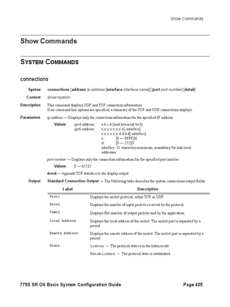 System CLI Show CLI PDF Network Socket Transmission Control Protocol