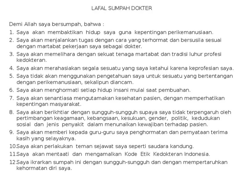 Lafal Sumpah DOkter | PDF