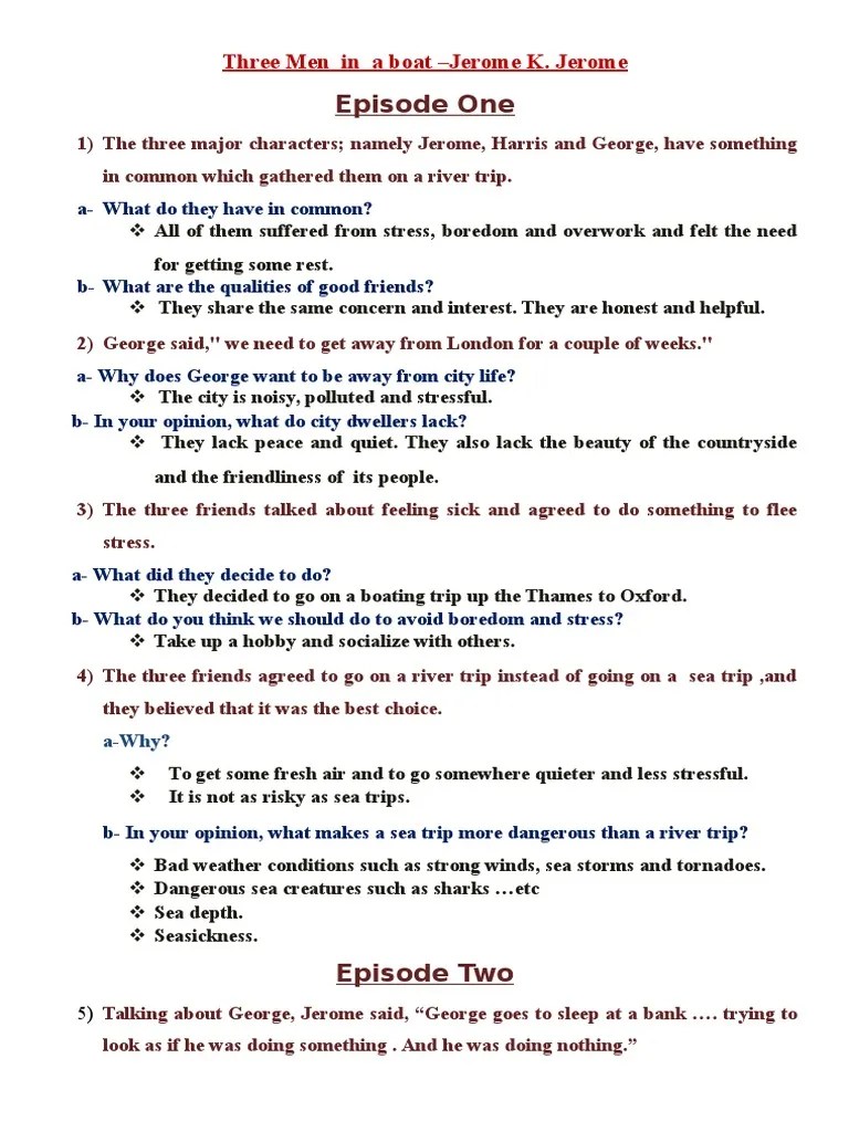 Three Men in a Boatsample Questions Three Men In A Boat Friendship Free 30day Trial Scribd
