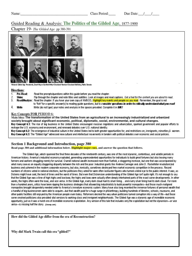 Guided Reading AMSCO Chapter 19 Edited PDF Gold Standard