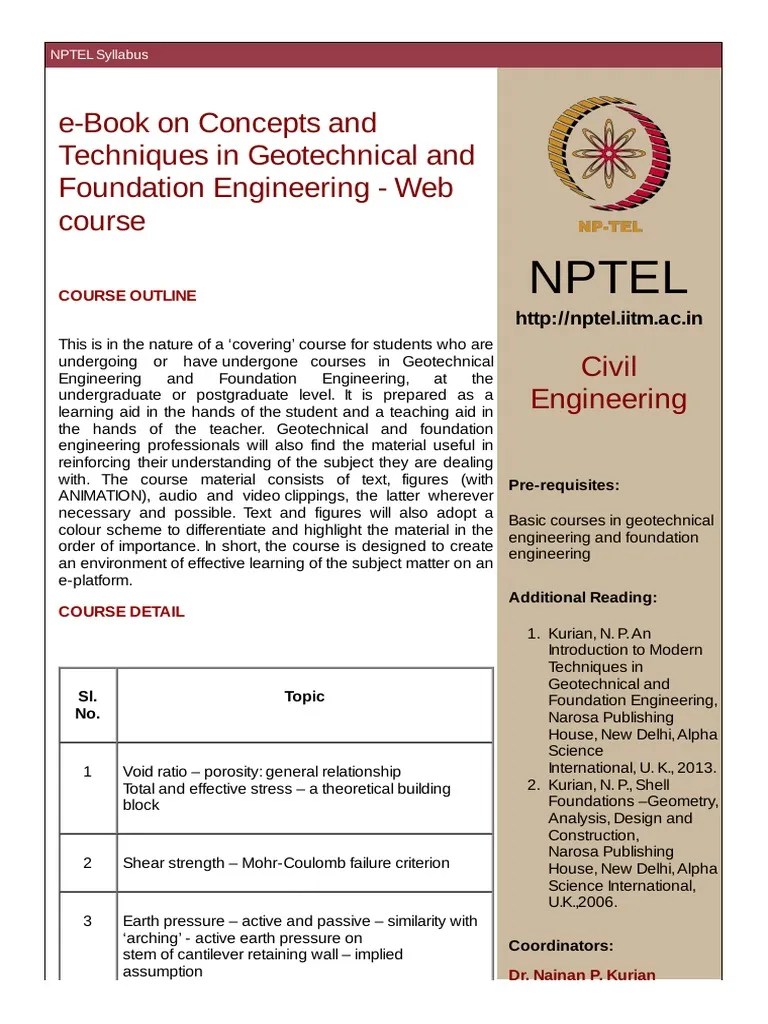 Concept in Geotechnical and Foundation Engineering Deep