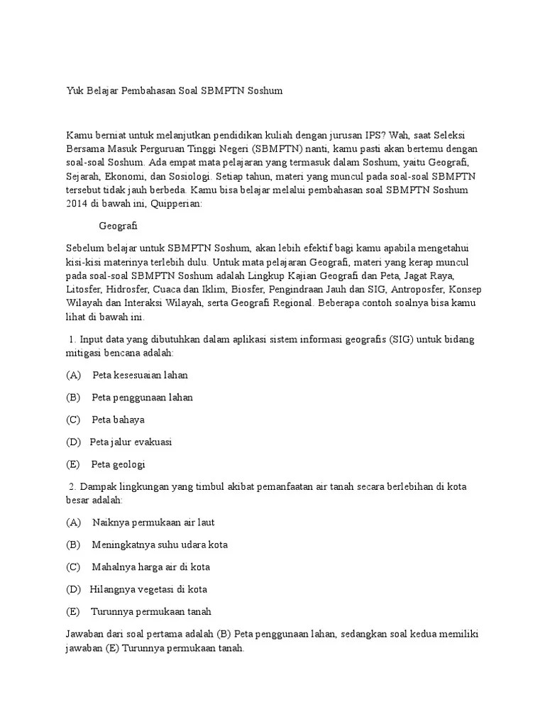 Contoh Soal Sbmptn Ilmu Komunikasi