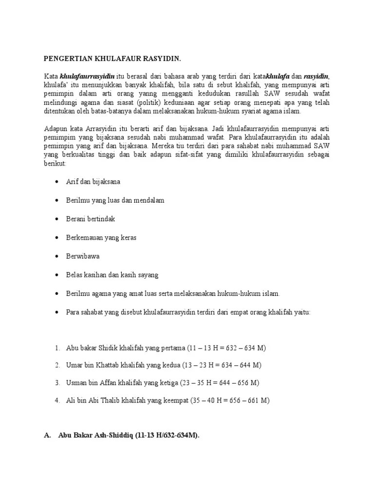 Pengertian Khulafaur Rasyidin | PDF