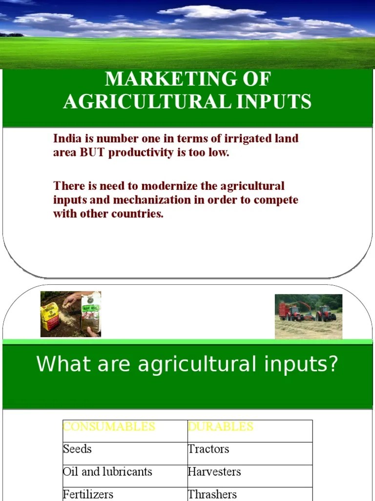Marketing of Agricultural Inputs Agriculture Fertilizer