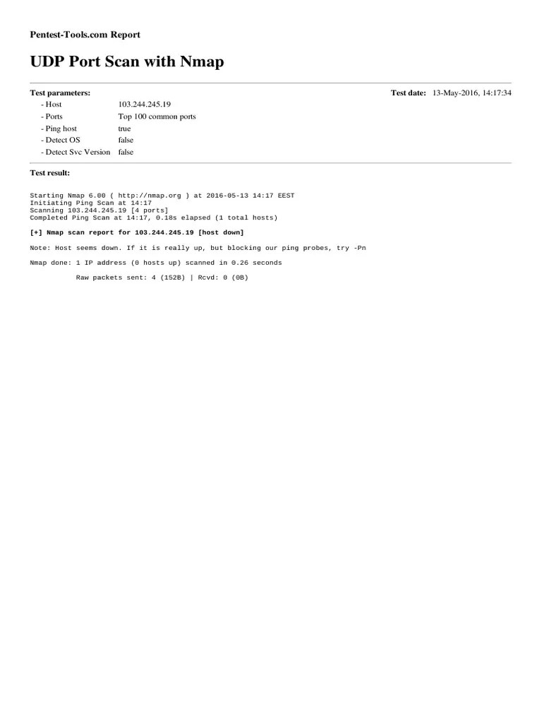 UDP Port Scan With Nmap PDF