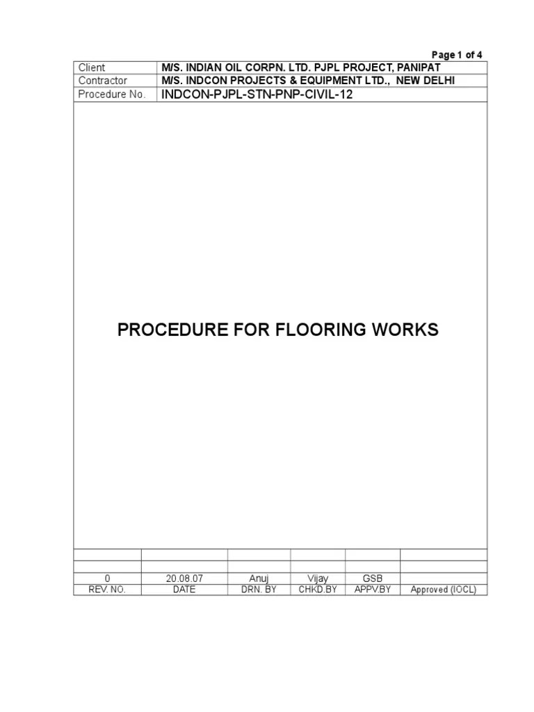 Procedure for Flooring Works Flooring Concrete