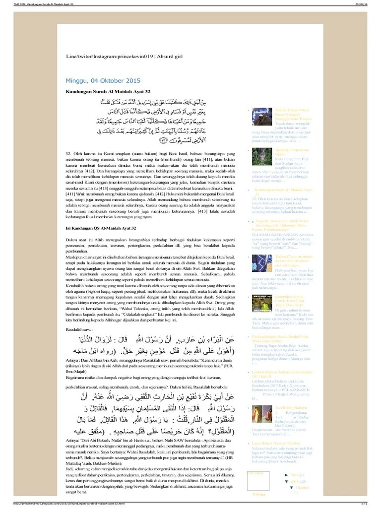 Al Maidah Ayat 32 ~ 35+ images qs al maidah ayat 32 dan artinya, tajwid  surat al maidah ayat 8, surat yunus dan al