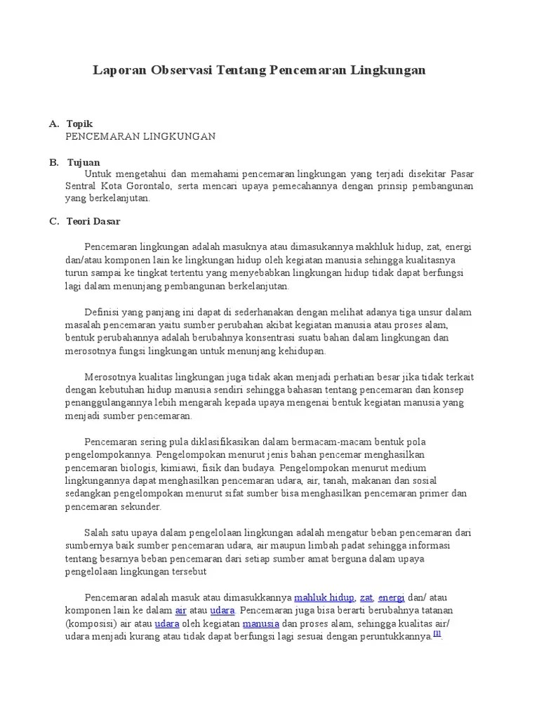 Laporan Hasil Observasi Tentang Lingkungan – Rasanya